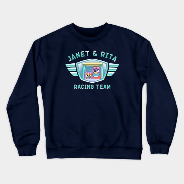 Bluey Grannies, Janet & Rita Racing Team Crewneck Sweatshirt by flataffex